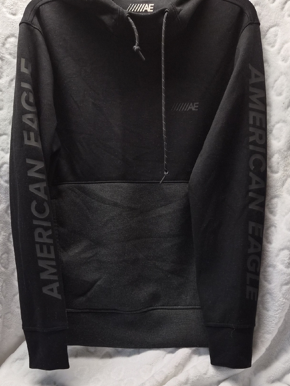 American Eagle Outfitters Black Crewneck Sweatshirt with Sleeve Logo